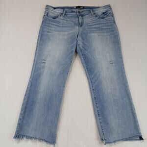 Kut From The Kloth Jeans Womens 16 Reese Ankle Straight Leg Distressed Raw Hem